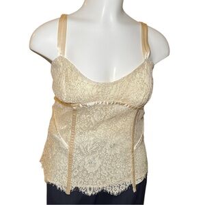 Laundry by Shelli Segal cream and silver lace corset top sz L